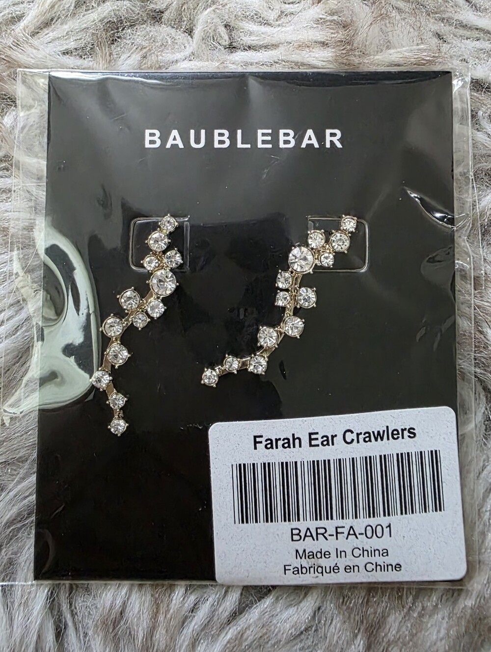BaubleBar Gold Ear Crawlers with Clear Crystals